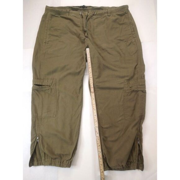 Eileen Fisher Linen Drawstring Cargo Pants S Women's Bohemian Cottagecore Tan - Picture 4 of 6